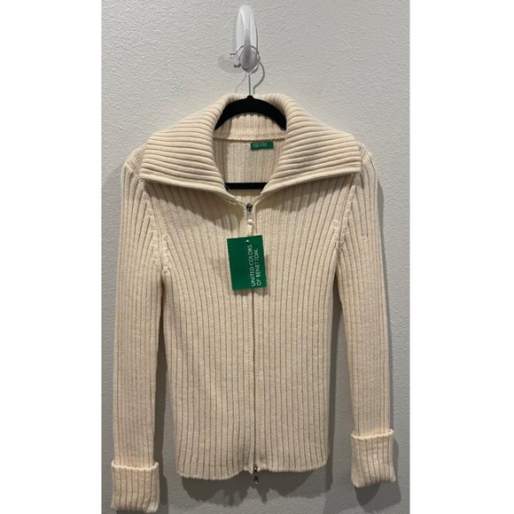 UNITED COLORS OF BENETTON Ivory Knit Cardigan - Picture 1 of 5